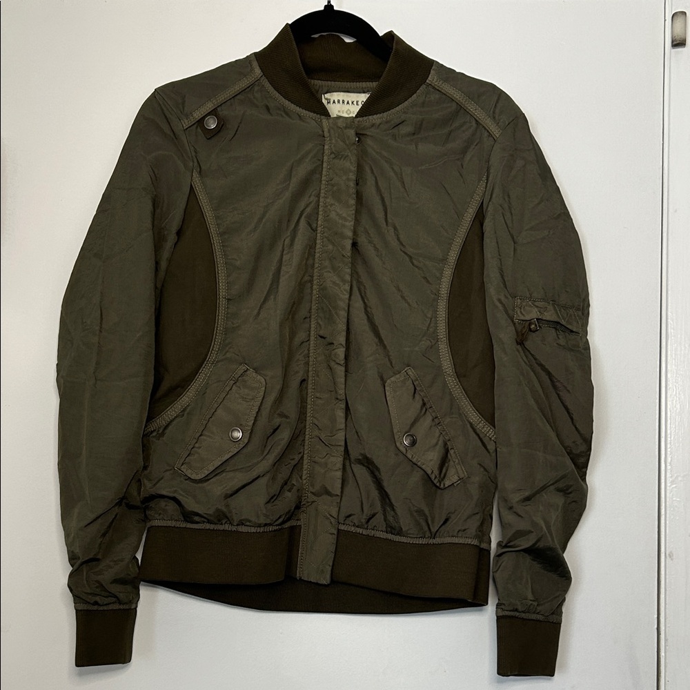 Anthropology Marrakech Women's Olive Army Green Bomber Jacket Size S